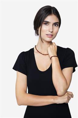Brun farvet Rav armbånd - 100% naturligt- Voksen - 18 cm